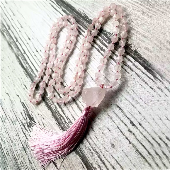 LOVE faceted Rose quartz Meditation Mala necklace✨ - Picture 2 of 5